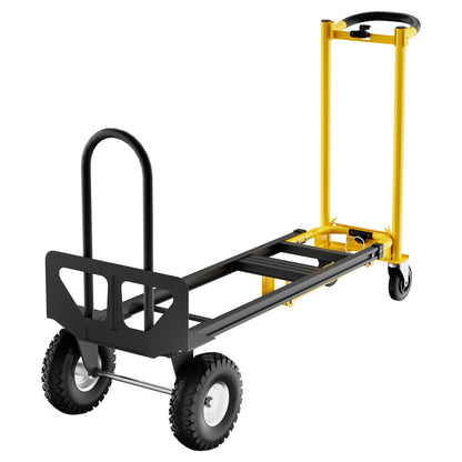 3-in-1 Heavy Duty Convertible Hand Truck, 800 lbs Capacity Dolly Cart with Wheels, Foldable Dolly Cart Converts from Hand Truck Dollys to Platform Carts, for Moving, Shopping, Travel(Yellow+Black)