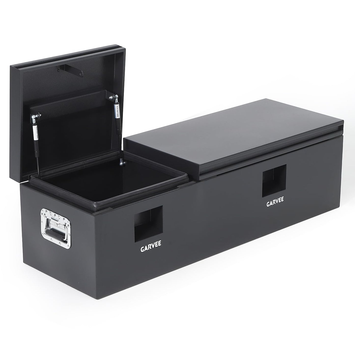 Garvee Heavy Duty Steel Truck Bed Tool Box, Truck Tool Box with Side Handle, Waterproof Trailer Storage Tool Box Chest Box Organizer for Pickup, Truck Bed, RV, Trailer