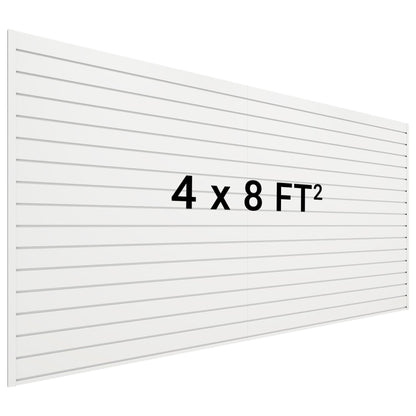 Neoaider Slatwall Panel 8 FT x 4 FT, Interlocking Slat Wall Paneling, Wall Mounted PVC Wallpanel, Suitable for Garage Storage and Organizer, Slatwall Board, Shelves - White