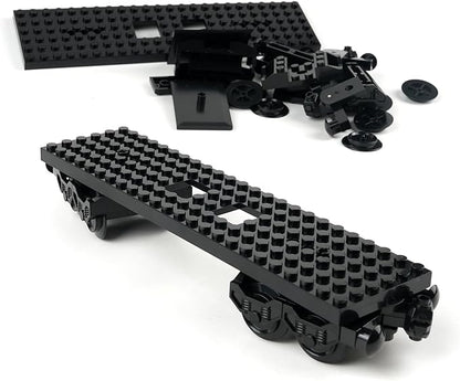 MOC City Creative Building Set – Train Base Wheels Low-Loader Truck &amp Railway Tracks DIY Kit (Compatible with Technical Parts 92339 92088 4025) (2PCS Train Base)