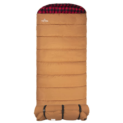 Teton 0F Degree Deer Hunter Sleeping Bag. Warm and Comfortable Camping Sleeping Bags, Teton Tough Canvas Shell for Camping, Hunting, and Cold Weather, Brown
