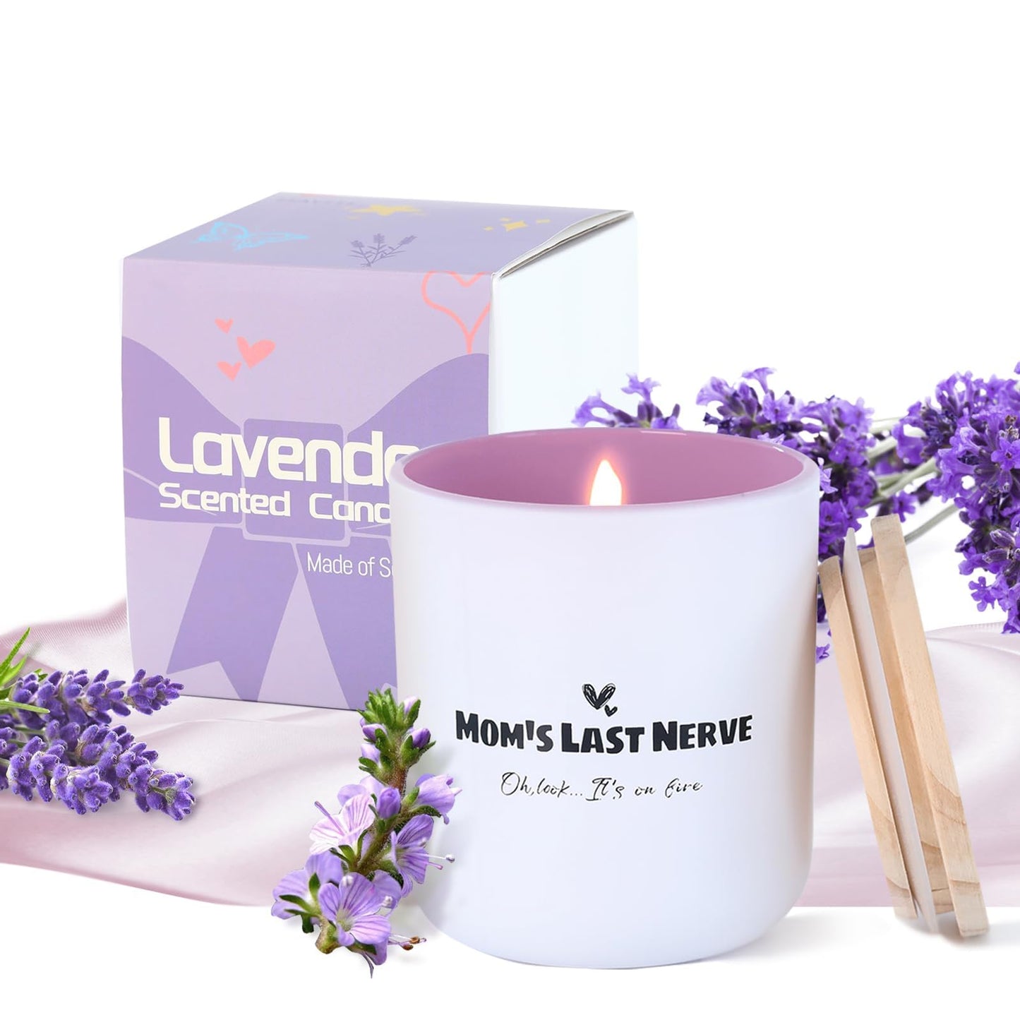 Mom's Last Nerve Funny Gifts Candle for Mom, Lavender Scented Candle from Daughter Son, Soy Wax Jar Candles Long Lasting Mother's Day