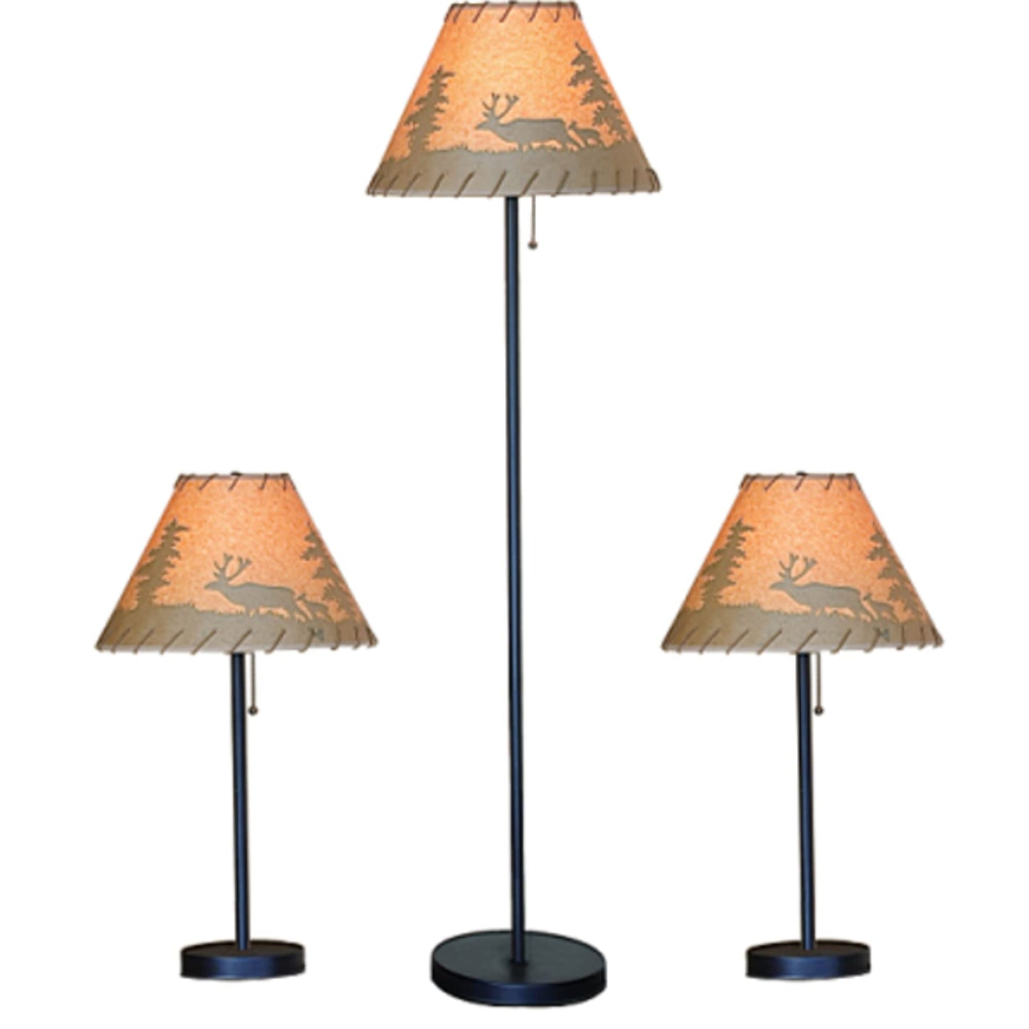 Catalina Lighting Rustic Cabin Lodge 3-Piece Table & Floor Lamp Set, LED Bulb NOT Included, 58", Forest Print, Set of 3