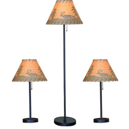 Catalina Lighting Rustic Cabin Lodge 3-Piece Table & Floor Lamp Set, LED Bulb NOT Included, 58", Forest Print, Set of 3