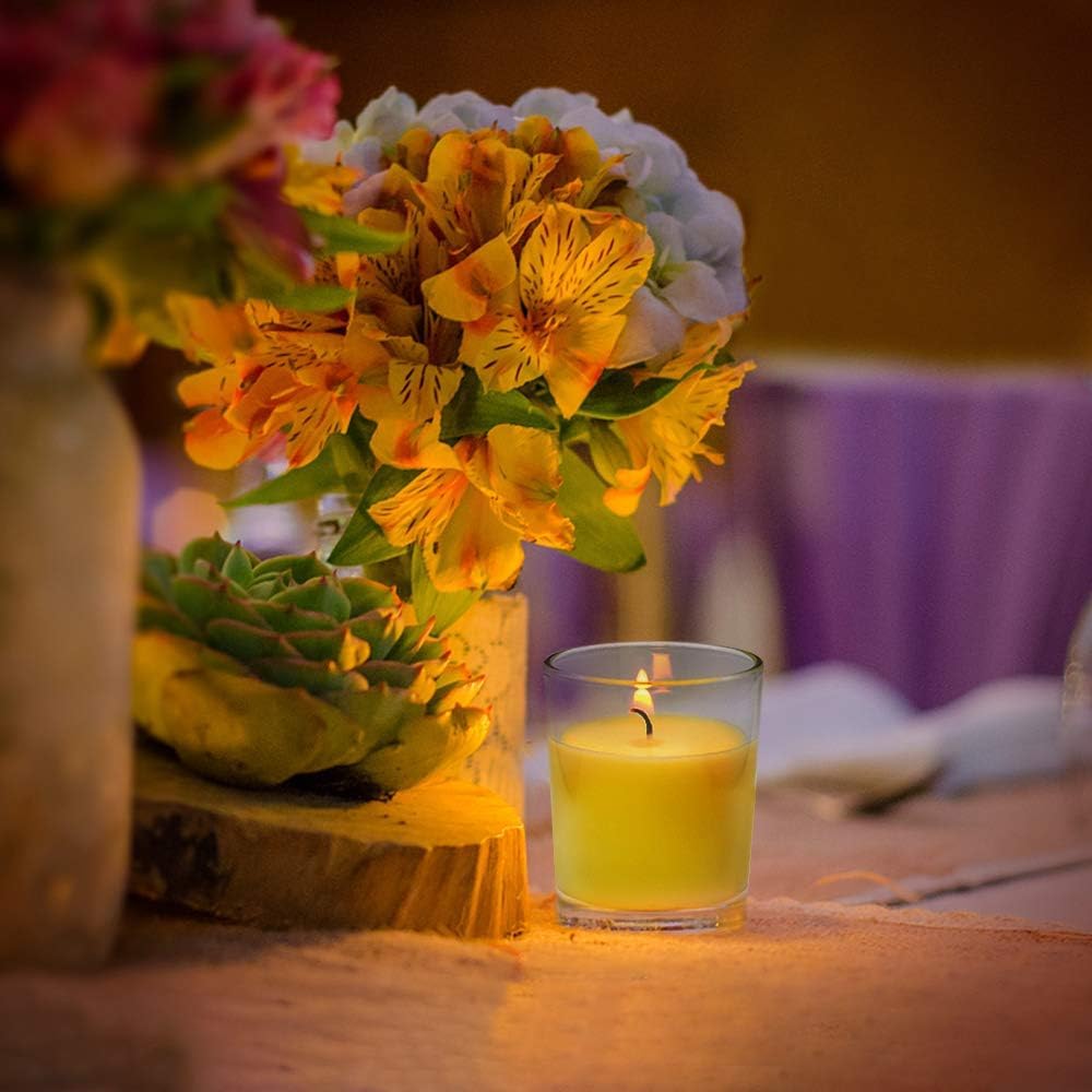 12 Pack Small Citronella Candles Outdoor and Indoor Soy Wax Glass Votive Candles for Party Dinner and Camping - 12 Hours Burn Time