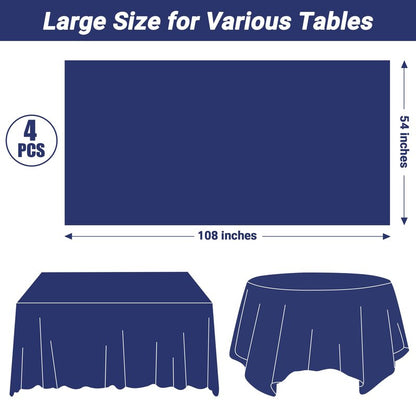 QZYL 2 Pack Navy Blue Tablecloths, 108 x 54 Inches Plastic Table Cloth, Disposable Rectangle Tablecloth Party Tablecover, Waterproof Party Supplies Table Decor for Wedding Picnic Gathering