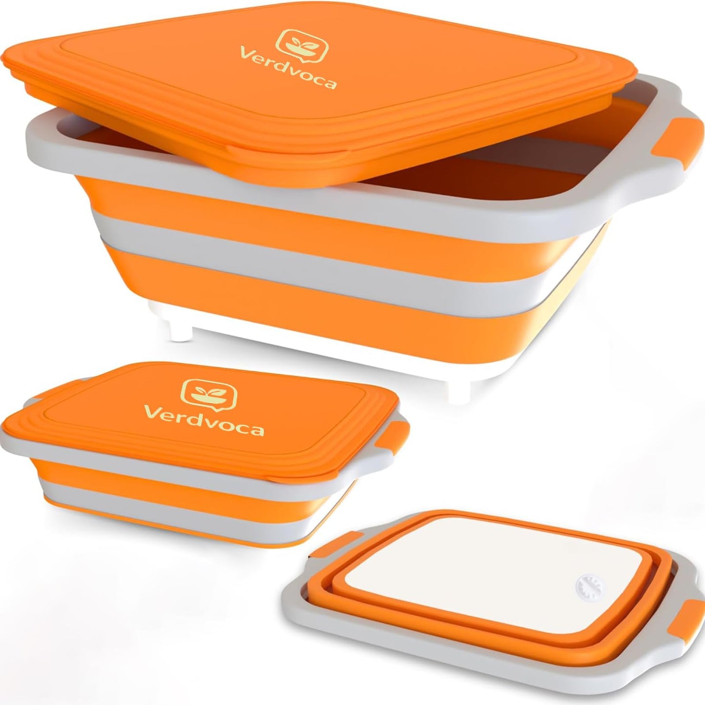 Verdvoca 2 Pcs 30L & 1 Piece 16L Collapsible BBQ Prep Tubs with Lids for Fruit Prep & Washing, Meal Marinating and Food Storage
