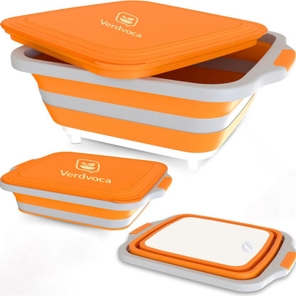 Verdvoca 2 Pcs 30L & 1 Piece 16L Collapsible BBQ Prep Tubs with Lids for Fruit Prep & Washing, Meal Marinating and Food Storage