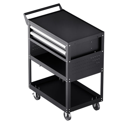 VEVOR 5-Tier Tool Cart with Wheels, 400 lbs Load Capacity, Rolling Work Cart with 2 Drawers & Pegboard, Mechanic Tool Storage Organizer with Locking System for Garage, Warehouse and Repair Shop, Black