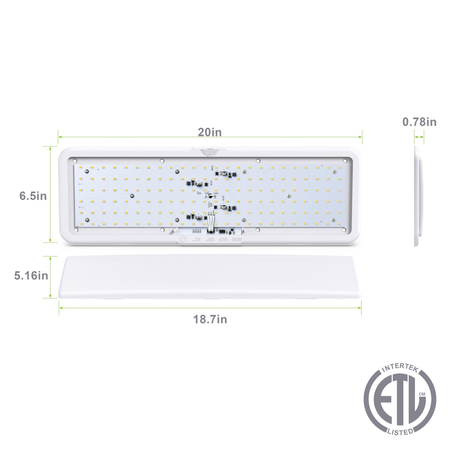 Leisure LED RV LED Ceiling Light Fixture 20" x 6.5" -1450 Lumen with Touch Dimmer Switch Interior Lighting for Car/RV/Trailer/Camper/Boat DC 12V Natural White 4000-4500K (4-PACK)