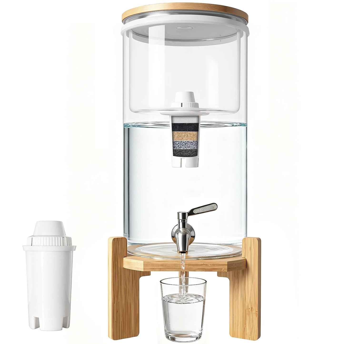 water filter dispenser Countertop water purifier System 2.9 Gallon Glass water filter with Water Alkaline Water Purification Unit, White, Plastic (2.9, Gallons)