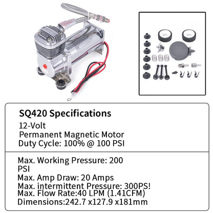 ZHSYMX Ultra Quiet Air Compressor, 300PSI 1/4 NPT Super Silent 69DB Truck/Car Train Horn/Suspension/Ride/Bag kit/System and All 12v Vehicles like Semi/Pickup Trucks Silver