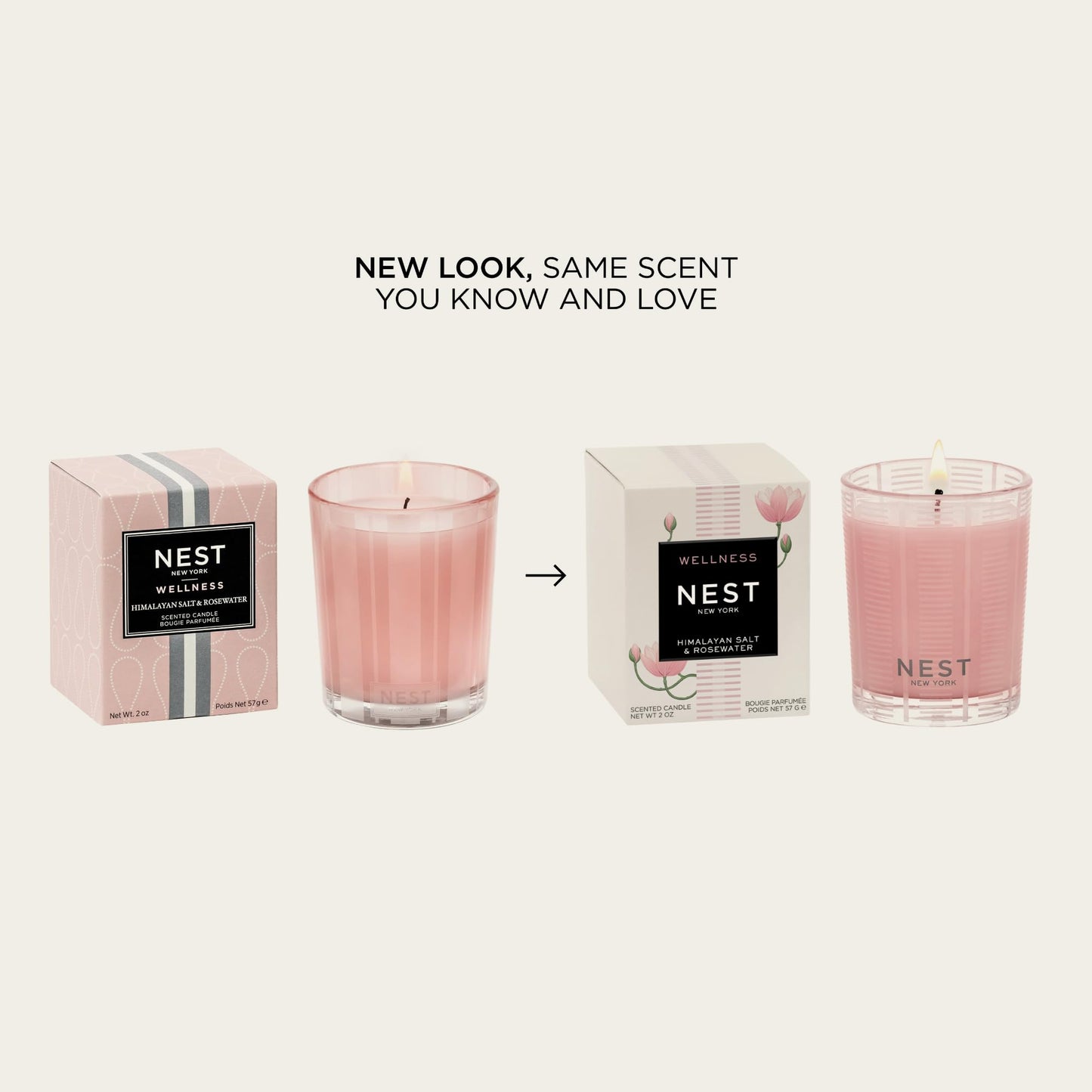 NEST New York Scented Votive Candle, Himalayan Salt & Rosewater - 2 oz - Up to 28-Hour Burn Time - Reusable Glass Vessel