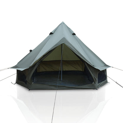 KEIKI 4 Season Canvas Bell Tent 9.8 FT Waterproof All Weather Glamping Yurt Tent, Luxury Hot Tent Stove Jack, Breathable Compact Family Camping Teepee for 4 People Outdoor Music Festival Party, Green