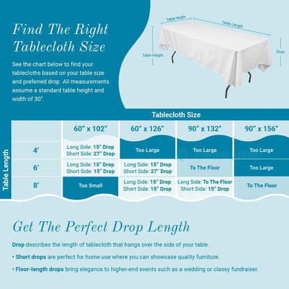 Leading Linens 2 pcs 60 x 126 Inch Rectangle Ivory Polyester Tablecloth