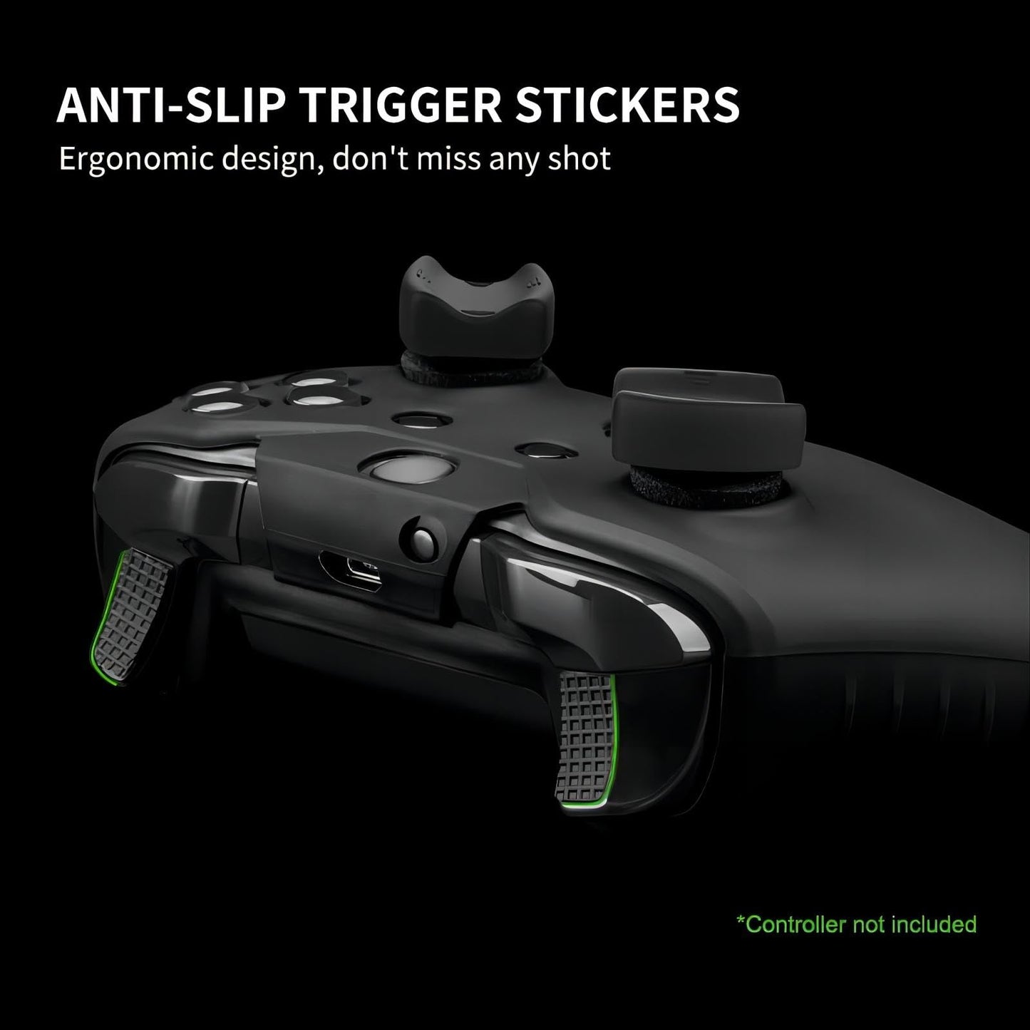 NiTHO FPS Controller Precision Kit for Xbox One, 1x Silicone Protective Cover Case, Set of 2 Mini-Stick Precision Rings, 3 Sizes Concave Thumb Grips Sets, 3 Textures Rubber Triggers Sets - Black