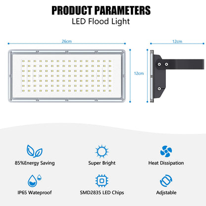 TOPAUBUB 300W LED Stadium Lights Outdoor 2 Piece, Flood Lights Outdoor 30000LM 6500K Cool White IP66 Waterproof for Garden/Warehouse/Yard Lighting