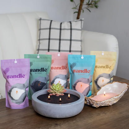 Sandle by Foton Pearled Candle 10 Oz – Black Unscented, Non Toxic Luxury Long Lasting Sand Candles up to 60 Hours - Refillable Sand Candle with 15 Wicks for Candles Making