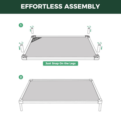 FXW TitanNest Chew-Proof Elevated Dog Bed, Raised Cot for Indoor/Outdoor/Camping Use, Durable & Waterproof Cooling Pet Bed for Extra Large Dogs, 56.0" L x 31.0" W x 7.3" H, Black