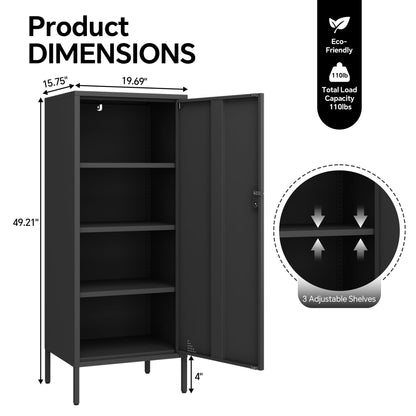 Steehoom Metal Locker Cabinet Lockable Storage Cabinet Black 4 Tier Employee Lockers for Home, School, Office, Garage, Bathroom H49.21'' (Black)