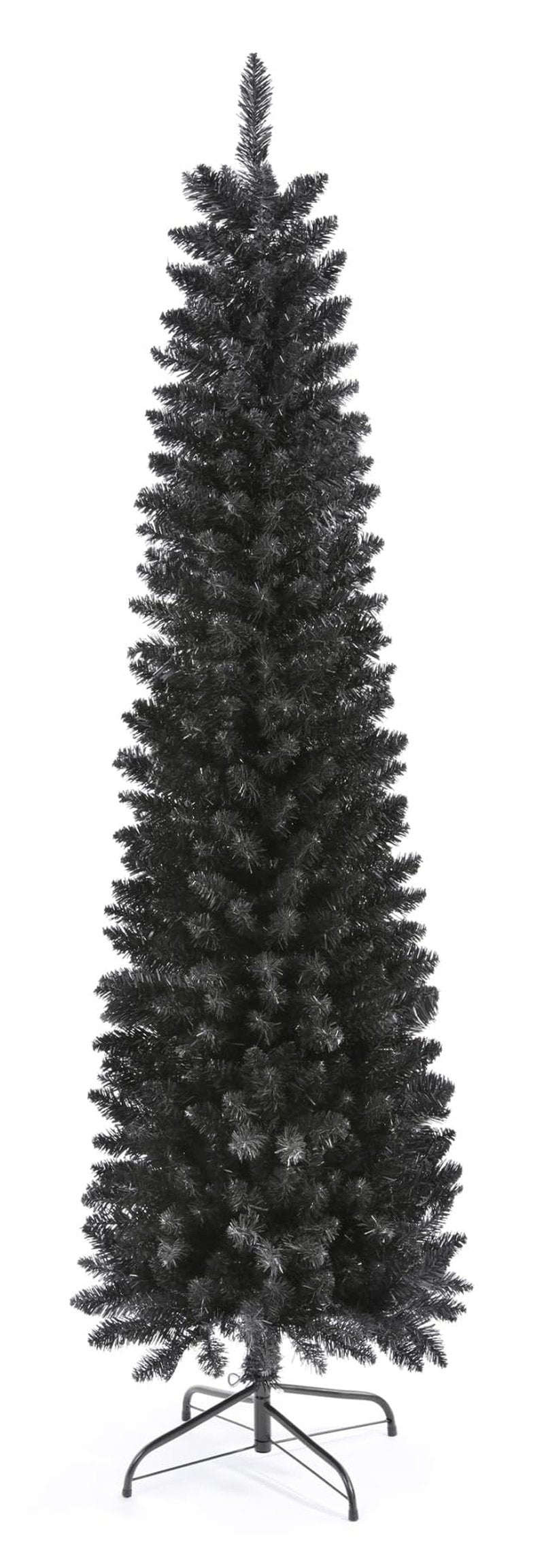 658 Tips Artificial Pencil Christmas Tree Halloween Tree, 6ft Pure Black Skinny Xmas Tree with Metal Stand Perfect for Christmas/Halloween/Easter/Parties/Holiday Indoor Outdoor Decoration