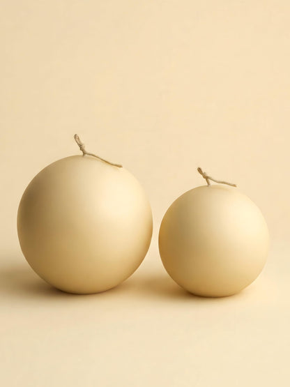 LAWA Sphere Candle - Beautiful Handmade Pillar Soy Wax Elegant Aesthetic Candle Housewarming Gift Home Room Shelf Decor Idea (Butter Yellow, Set of 2)