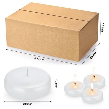 3 inch Floating Candles, 12/24/36/ Pack White/Gold/Red Floating Candle, Long Burning and Smokeless Candle for Wedding, Birthday, Pool, Holiday & Home Decoration Unscented (12PACK, White)