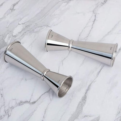 Briout Jigger for Bartending, 2Pcs Double Cocktail Jigger Japanese Premium 304 Food Grade Stainless Steel Jigger 2 OZ 1 OZ with Measurements Inside