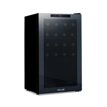 NewAir 20" Dual Zone Wine Fridge for 33 Bottles | Freestanding Wine Cooler Refrigerator with Glass Door | Mirrored Shadow™ Door & Quiet Compressor Cooling | Black