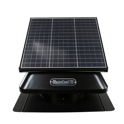 QuietCool AFR SLR-40 Roof Mount Solar Attic Fan - 40 Watt Adjustable Panel - Included AC/DC Inverter for 24/7 Runtime - Thermostat Controlled