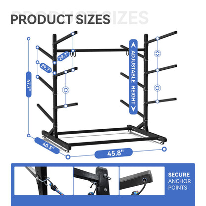 LNEUIE Kayak Storage Rack, Heavy Duty Kayak Rack for Garage, 6 Level Adjustable Kayak Stand Holds Up to 600 lbs for Kayaks, Paddleboards, Surfboards, Indoor Outdoor Kayak Holder(6 Kayaks)