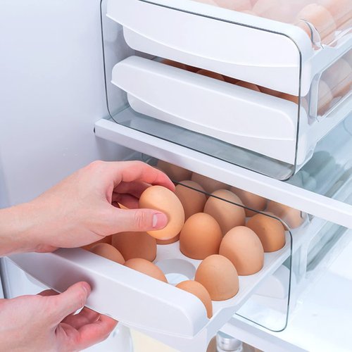 HANSGO Egg Drawer for Refrigerator, Double Layer Egg Holder Drawer Box Storage Container for Kitchen Fridge Organize, 40-Cavity