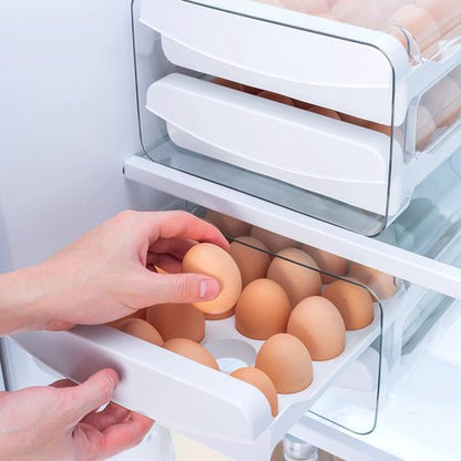 HANSGO Egg Drawer for Refrigerator, Double Layer Egg Holder Drawer Box Storage Container for Kitchen Fridge Organize, 40-Cavity