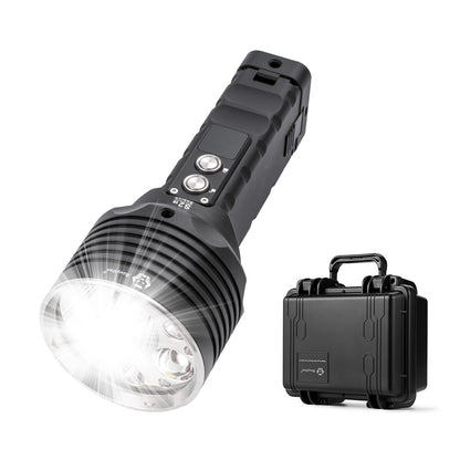 RovyVon S2E Search Series Flashlight 10,000 Lumen Super Bright Rechargeable Searchlight with Spot, Flood Mode, Red Light for Outdoor, Hunting, Searching, Home Use,Emergency