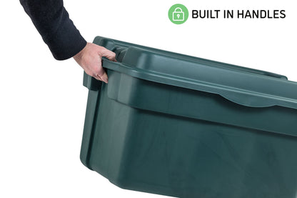Rubbermaid ECOSense High-Top Storage Totes 28 Gal Pack of 3 Durable, Reusable, Large Plastic Storage Bins with Resting Hinged Lid, Made from Recycled Materials
