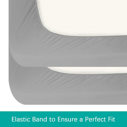 Skiennix Waterproof Crib Sheets - Ultra Soft & Breathable Toddler Mattress Protectors | 2 Pack, Grey