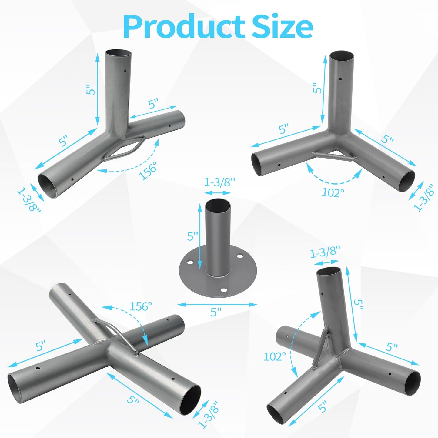 ICITYWALL 8 Leg Carport Kits，Low Peak Canopy Fitting Kit with 1-3/8" ID, Galvanized Steel Carport Connectors, shed Frame kit DIY Project
