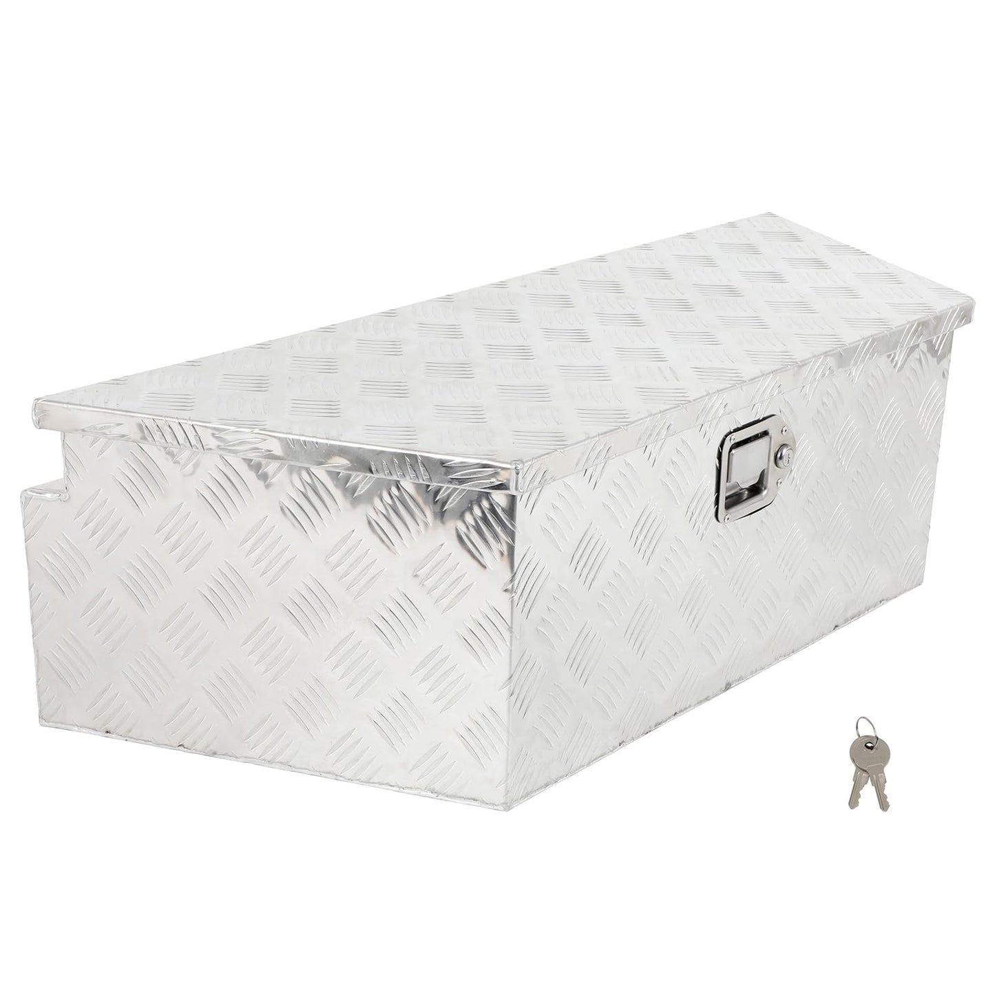 SCITOO 39 Inch Heavy Duty Truck Bed Tool Box,Aluminum Diamond Plate Crossover Storage for Most Full Size Pickups,Lockable Weatherproof Chest,Fits 39" Truck Beds,Easy Access to Load and Unload