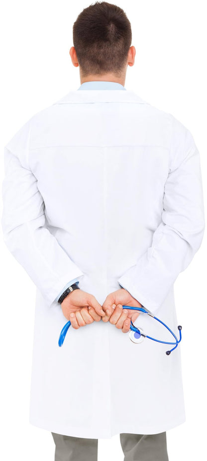 NY Threads Professional Lab Coat for Men Long Sleeve Poly Cotton Medical Coat 1 Pack, Medium, White