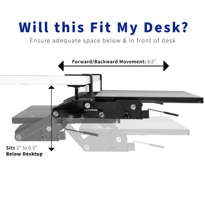 VIVO Large Clamp-on 27 (33 Including Clamps) x 11 inch Computer Keyboard and Mouse Tray with 12 Setting Swinging Height Adjustment, Platform Drawer for Typing, Black, MOUNT-KB08V