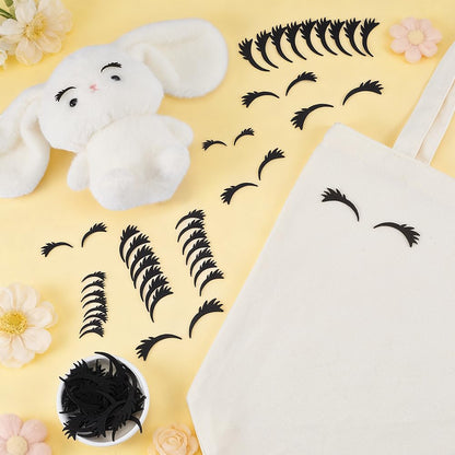 FINGERINSPIRE 400 Pairs Felt Eyelashes for Dolls 4 Sizes Crochet Eyes Supplies Classic Black Eyelashes Applique Patches for Plush Dolls Making Decorative Felt Embellishment for DIY Crafts Project