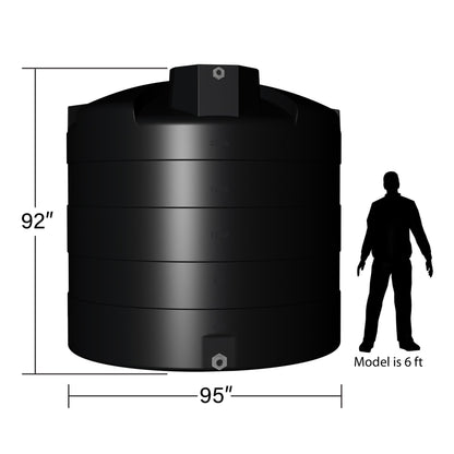 Elkhart Plastics 2500 Gallon Vertical Water Storage Tank, Plastic Water Tank for Collection, Holding, and Storage, UV-Resistant, for Rainwater Harvesting, Agricultural, RV, Emergency, and General Use