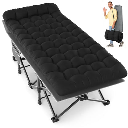 Slendor XXL Folding Camping Cot for Adults with Mattress Pillow Carry Bag, 32 inch Extra Wide Portable Sleeping Cot, 900LBS Support Outdoor Cot Bed for Office Nap Beach Travel RV