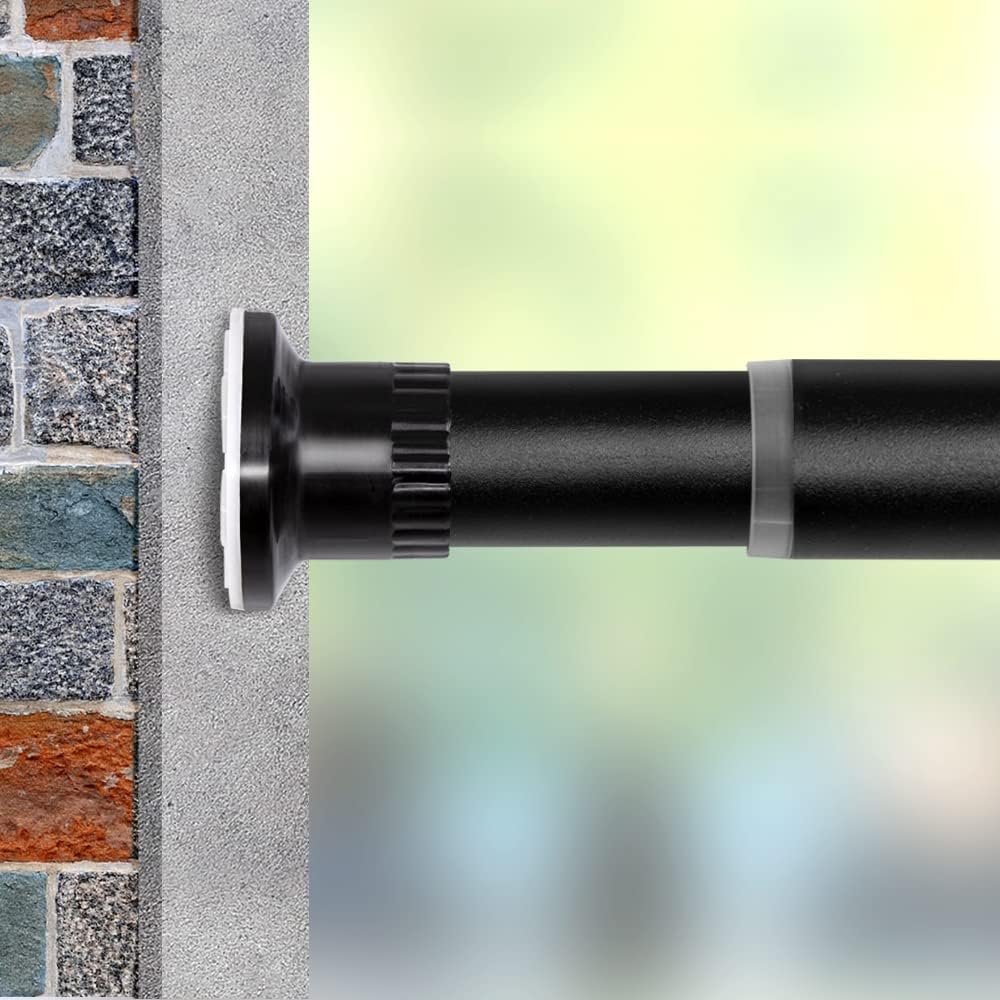 Vailge Curtain Tension Rod - Adjustable No-Drill Room Divider, 83-122 Inch, Black Finish