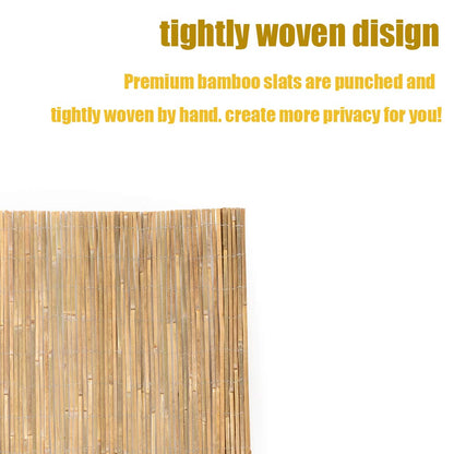 Mininfa Natural Bamboo Slat Screening, Eco-Friendly Privacy Slat Fence, Bamboo Screen Panel Roll for Balcony or as Wind and Sight Protection (2m x 4m)