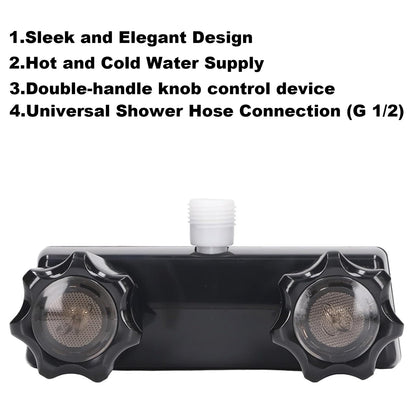 RV Shower Faucet with Shower Head and Hose - Non-Metallic RV Shower Kit, On/Off Valve & Diverter, Handheld Shower Replacement for RV, 5th Wheels, Motorhomes, Travel Trailers, Campers (Black)