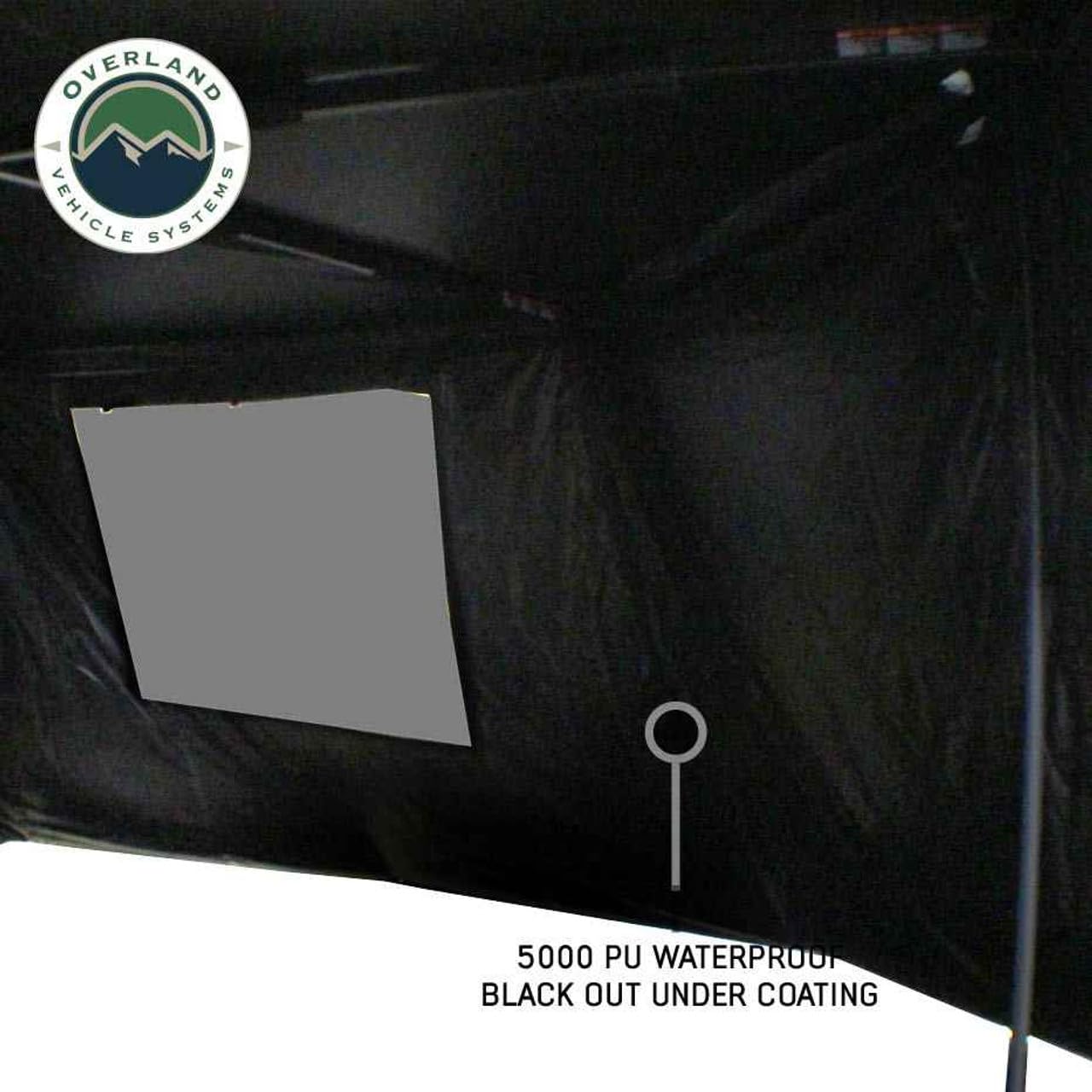 Overland Vehicle Systems XD Nomadic 180 Awning Wall with Windows - 320G Poly Cotton Rip Stop Black Out Matierial - Zipper Attachment Method