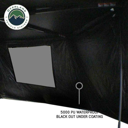 Overland Vehicle Systems XD Nomadic 180 Awning Wall with Windows - 320G Poly Cotton Rip Stop Black Out Matierial - Zipper Attachment Method