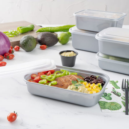 Restaurantware Futura 23.6 Ounce Meal Prep Containers With Lids 100 Microwavable To Go Containers - Inserts Sold Separately Disposable Silver Plastic Food Containers With Lids