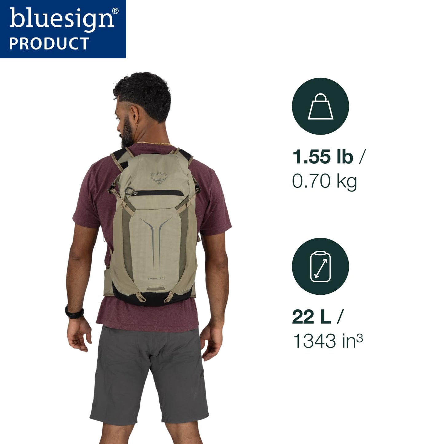 Osprey Sportlite 22L Lightweight Hiking Backpack for Men and Women - Everyday Hiking Bag - Travel Daypack, Olive Tan